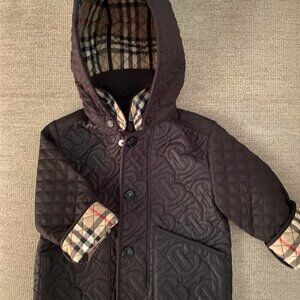 Burberry Monogramed Quilted Baby Coat S- 18 Mo